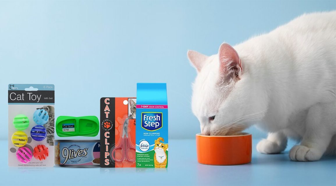 Cat products photographed for a pet brand.